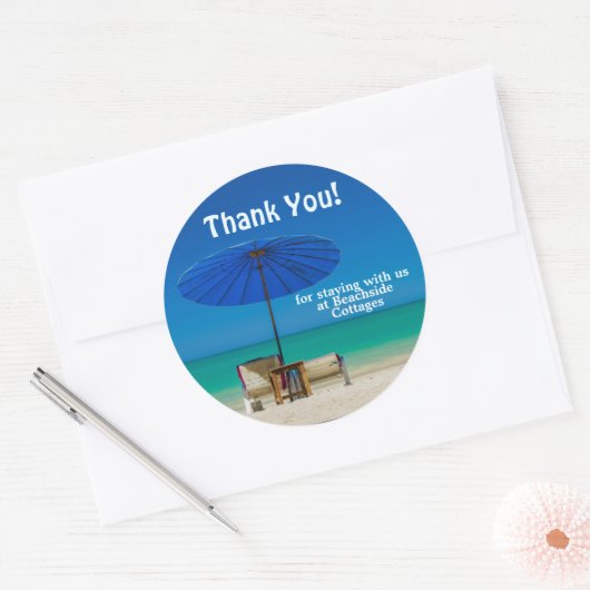 Creëer Uw eigen strand vakantiehuis Dank u Ronde Sticker (Envelop)