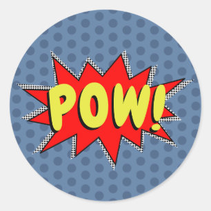 Creëer Uw eigen superheld Onomatopoeias! POW! Ronde Sticker