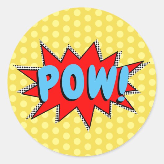 Creëer Uw eigen superheld Onomatopoeias! POW! Ronde Sticker (Voorkant)