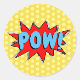 Creëer Uw eigen superheld Onomatopoeias! POW! Ronde Sticker