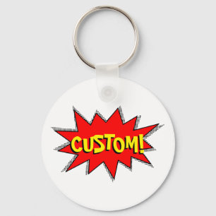 Creëer Uw eigen superheld Onomatopoeias! POW! Sleutelhanger
