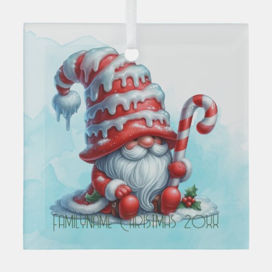 Creëer Uw eigen Sweet Peppermint Christmas Gnome Glas Ornament (Voorkant)