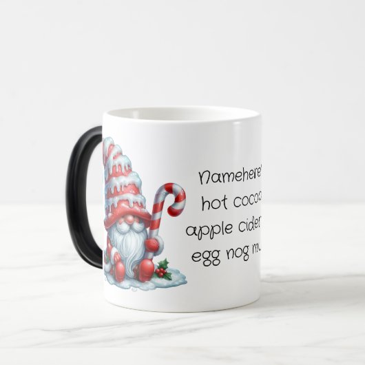 Creëer Uw eigen Sweet Peppermint Christmas Gnome Magische Mok (Voorkant links)