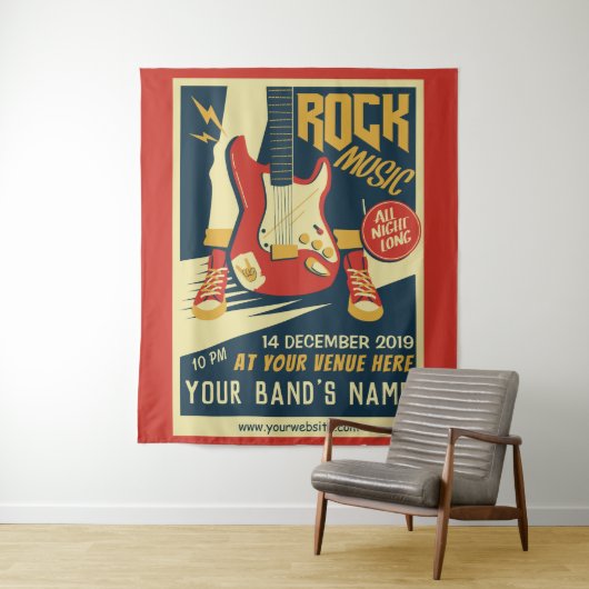 Creëer uw eigen tapijt met Retro Rock-muziek Wandkleed (In situ)