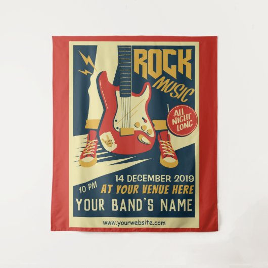 Creëer uw eigen tapijt met Retro Rock-muziek Wandkleed (Voorkant)