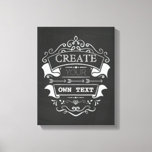 Creëer Uw eigen tekst, Chalkboard Vloeiend design Canvas Afdruk