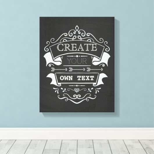 Creëer Uw eigen tekst, krijtbord bloeien ontwerp Canvas Afdruk (Insitu (Houten vloer))