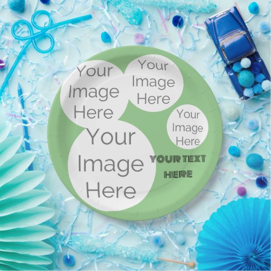 creëer uw eigen tekst sjabloon groene foto papieren bordje (Feest)