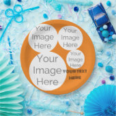 creëer uw eigen tekst sjabloon oranje foto papieren bordje (Feest)