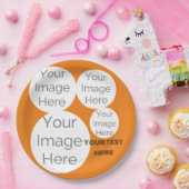 creëer uw eigen tekst sjabloon oranje foto papieren bordje (Feest)