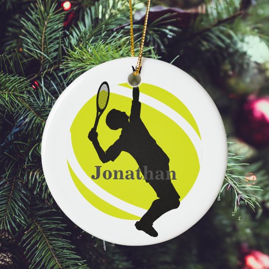 Creëer Uw eigen Tennis Theme Man Speler Kerst Keramisch Ornament