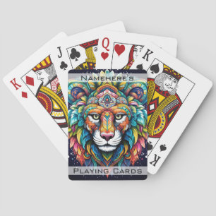 Creëer Uw eigen Tribal Boho Lion Totem Dier Pokerkaarten