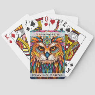 Creëer Uw eigen Tribal Golden Owl Totem Animal Pokerkaarten
