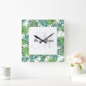 Creëer Uw eigen Tropische Palm Naam van het strand Vierkante Klok (Huis)