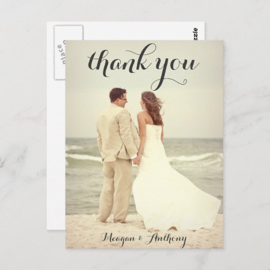 Creëer uw eigen trouwfoto Dank u Briefkaart (Voorkant / Achterkant)