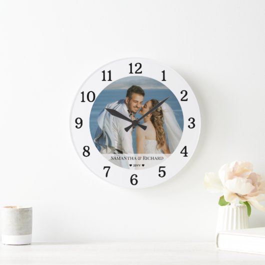 Creëer uw eigen trouwfoto naam zwart en wit grote klok (Huis)
