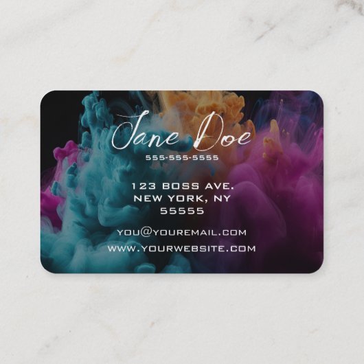 Creëer uw eigen turquoise kleurwolken visitekaartje (Achterkant)