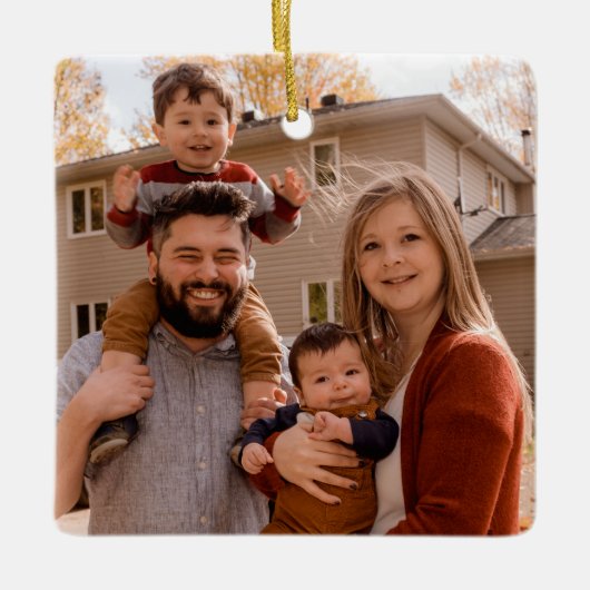 Creëer Uw eigen tweezijdige familiefoto Keramisch Ornament (Voorkant)