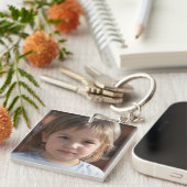 Creëer Uw eigen tweezijdige familiefoto Sleutelhanger (Voorkant Rechts)