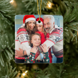 Creëer Uw eigen tweezijdige foto's Keramisch Ornament