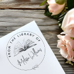 Creëer uw eigen 'Uit de Bibliotheek van' Bookplate Zelfinktende Stempel<br><div class="desc">Verhoog uw boek collectie met onze chique zelfinktende boekenplaat stempel, ideaal voor boekenliefhebbers, docenten en bibliothecarissen. Deze elegante zelfinktstempel is voorzien van een handgetekende open boekillustratie omringd door een cirkelvormige rand met een botanisch bladmotief, waardoor een tijdloos ontwerp ontstaat. Het cirkelvormige lijst bevat "Uit de bibliotheek van" in gebogen tekst...</div>