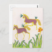 Creëer Uw eigen Unicorn Flora Power Cute Aesthetic Briefkaart (Voorkant / Achterkant)