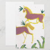 Creëer Uw eigen Unicorn Flora Power Cute Aesthetic Briefpapier (Voorkant / Achterkant)