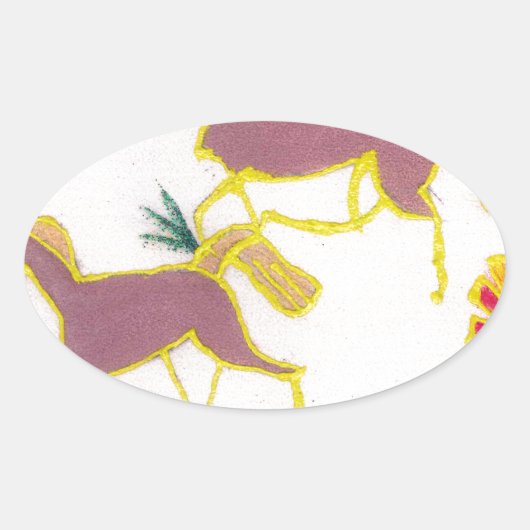Creëer Uw eigen Unicorn Flora Power Cute Aesthetic Ovale Sticker (Voorkant)
