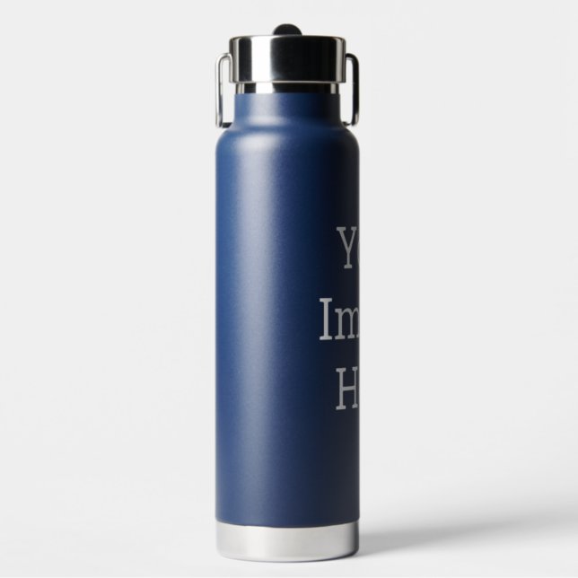 Personaliseerbare Waterfles Stijl: Thor Koperen Vacuüm Geïsoleerde Fles, Maat: Waterfles (739 ml) - met drinktuit, Kleur: Marineblauw (Front)