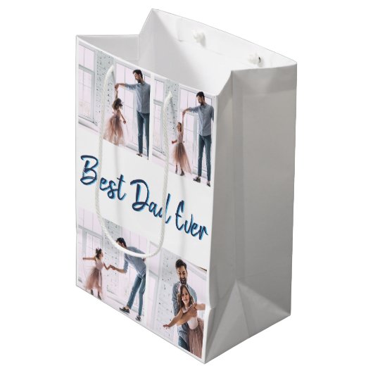 Creëer Uw eigen Vaderdag fotocollage Medium Cadeauzakje (Voorkant Gekanteld)