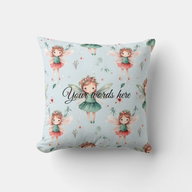 Creëer Uw eigen vakantie Fairy Blue Kussen (Voorkant)