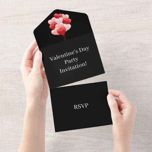 Creëer Uw eigen Valentijnsdag RSVP Black All In One Uitnodiging (Afscheurbaar)