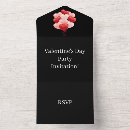 Creëer Uw eigen Valentijnsdag RSVP Black All In One Uitnodiging (Binnen)
