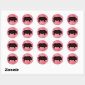 Creëer Uw Eigen Varken Silhouette Gingham Dank u Ronde Sticker (Vel)