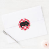 Creëer Uw Eigen Varken Silhouette Gingham Dank u Ronde Sticker (Envelop)