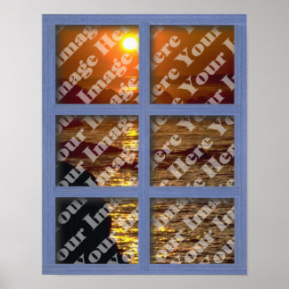 Creëer uw eigen venster met blauw 6-paneelLijst Poster