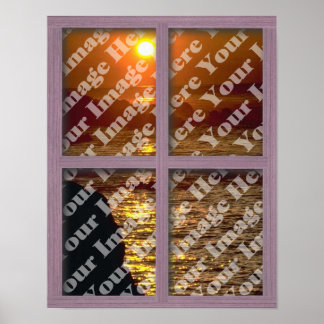Creëer uw eigen venster met Roze 4-paneelLijst Poster