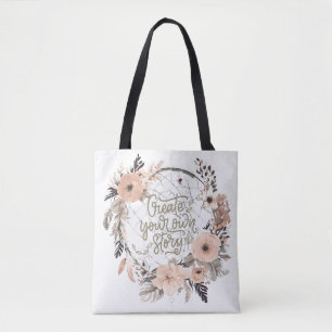 Creëer uw eigen verhaal Inspirerend quote Tote Bag