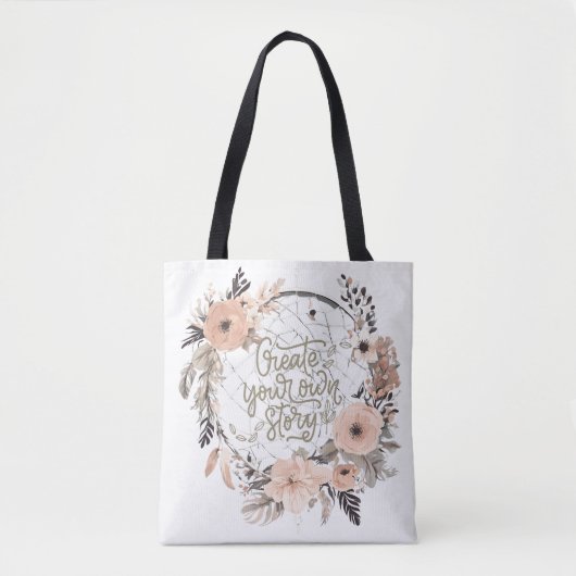 Creëer uw eigen verhaal Inspirerend quote Tote Bag (Voorkant)