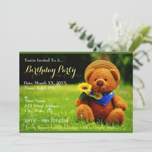 Creëer Uw eigen verjaardagsfeestuitnodiging Kaart (Staand voorkant)