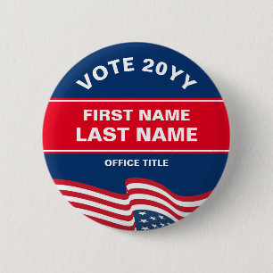 Creëer Uw eigen verkiezingscampagne Red Blue Butto Ronde Button 5,7 Cm