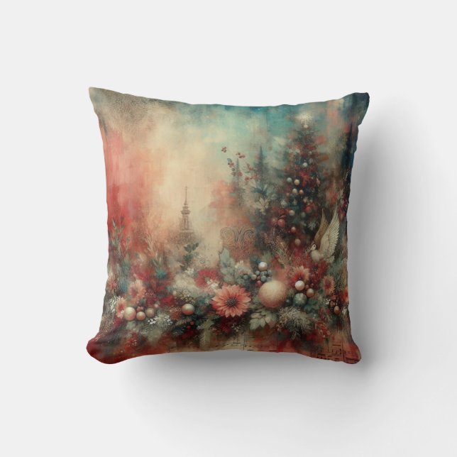 Creëer uw eigen Victoriaans bloemenkerstduif Kussen (Voorkant)