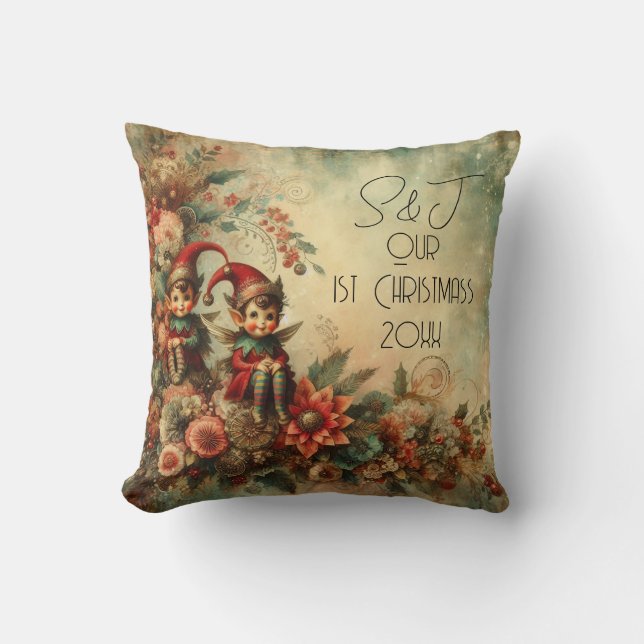 Creëer uw eigen Victoriaans bloemenkerstelven Kussen (Voorkant)