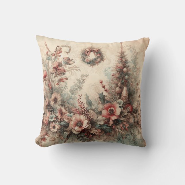 Creëer uw eigen Victoriaans bloemige kerstkrans Kussen (Voorkant)