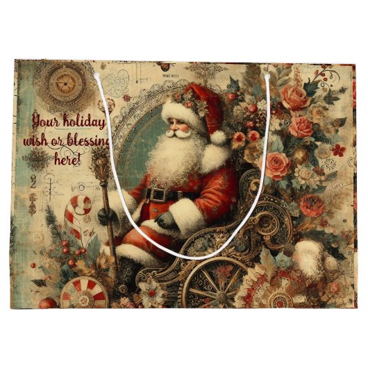 Creëer Uw eigen Victoriaans Kerstman Sleigh Groot Cadeauzakje (Achterkant)