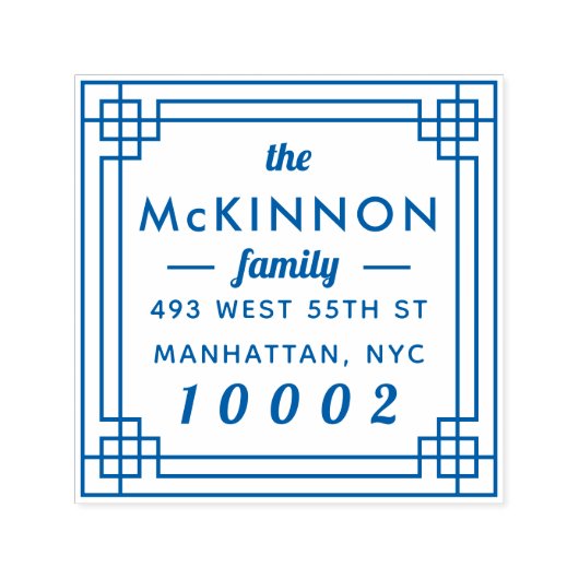 Creëer Uw Eigen Vierkante Familienaam Retouradres Zelfinktende Stempel (Design)