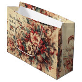 Creëer uw eigen vintage kerstbloemen groot cadeauzakje (Voorkant Gekanteld)