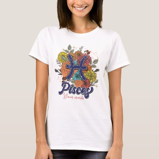 Creëer Uw eigen Vissen Zodiac Flowers T-shirt (Voorkant)