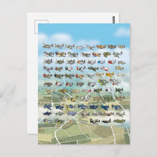 creëer uw eigen vliegtuigcaricatuur briefkaart (Voorkant / Achterkant)