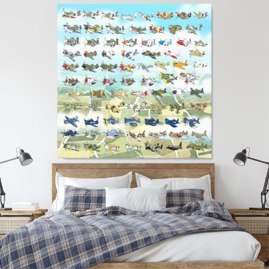 creëer uw eigen vliegtuigcaricatuur canvas afdruk (Insitu (Slaapkamer))